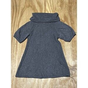 MALIKA Cashmere Sweater Women S Gray Turtleneck Short Sleeve Knit @L2